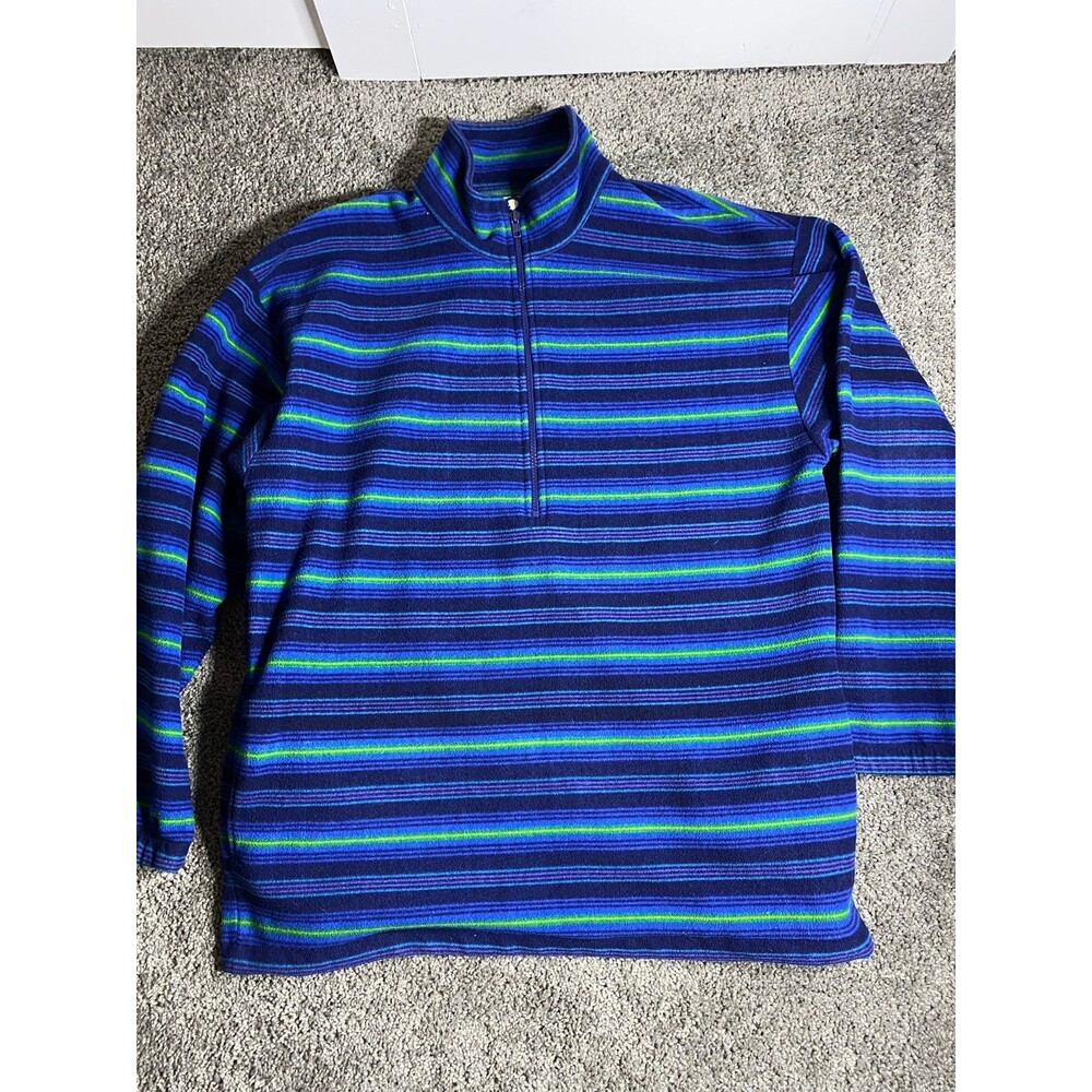 Vintage GAP Men's LARGE Sweater Striped Quarter Zip Fleece Skater Preppy 90s Y2K
